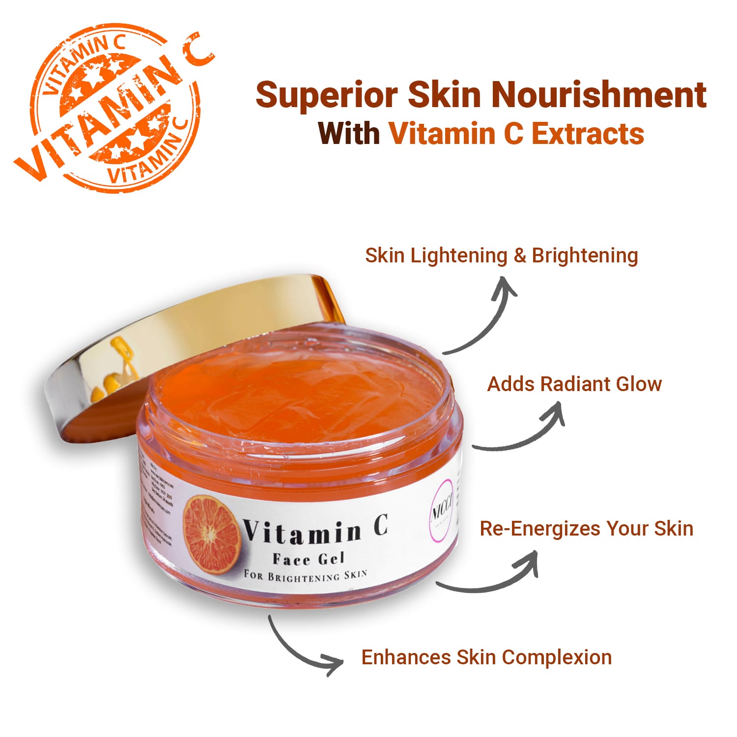 Vitamin C Face Gel Face Lightening Cream For Dull Skin Online Nicci